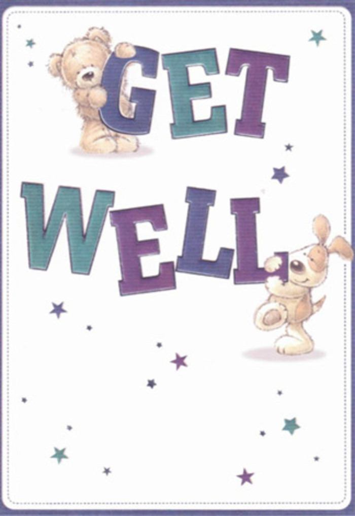This get well card is a beacon of gentle encouragement, beautifully illustrated to evoke the refined yet approachable warmth of St James's. At the heart of the artwork are a soft teddy bear and floppy-eared puppy, their textures rendered with such tenderness you can almost feel the comforting embrace of their fur. Placed amidst star-studded swirls of royal purple, teal, and glimmering blue, they seem to scatter good wishes into the air, their innocence mirroring the peaceful alleys and tranquil gardens tucked behind Piccadilly. The typography-bold, inviting, and shaded in rich hues-anchors the scene, serving as a visual foundation for reassurance and optimism. This card's composition recalls the intentional layering of colour and texture found in a masterful bouquet, as each playful gesture and radiant star is chosen to inspire recovery and happiness. It's easy to imagine this cheerful card accompanying a fresh flower delivery, lifting spirits throughout homes and hospitals in the heart of St James's.